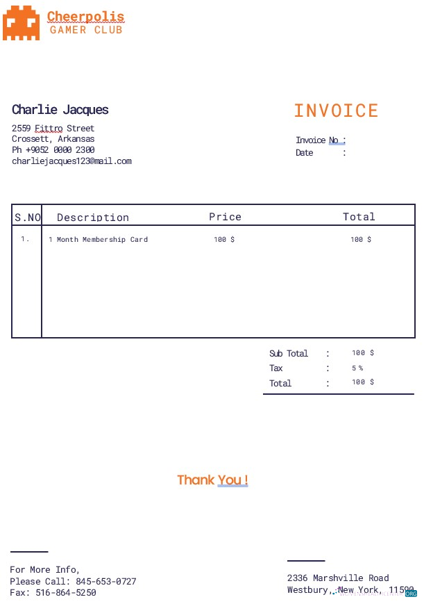 Download Gaming Company Invoice Template Photoshop template